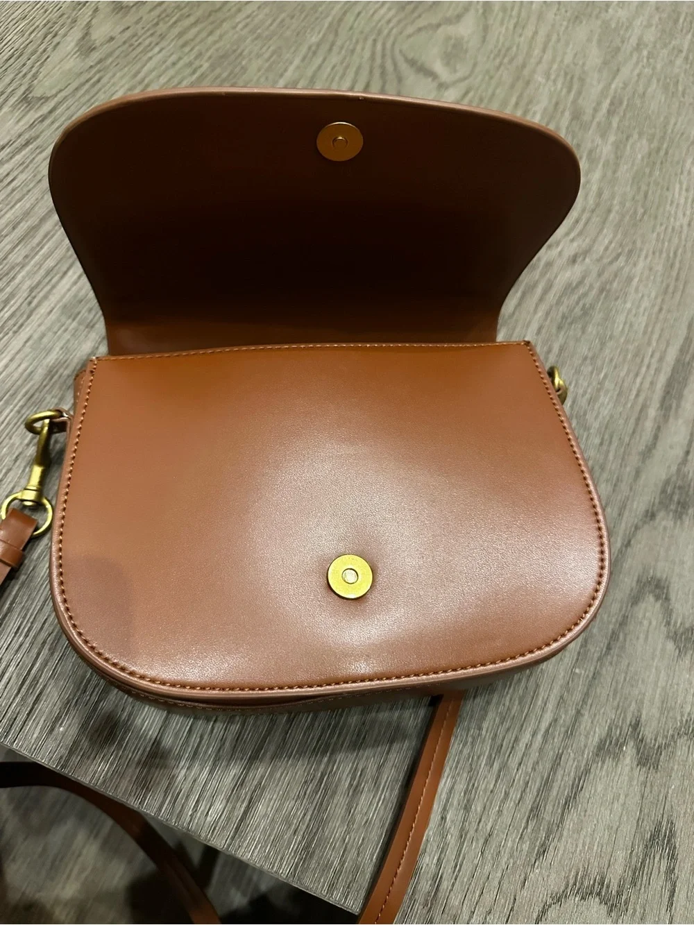 Zara Tan Saddle-Style Leather Crossbody
